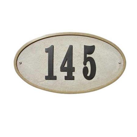 QUALARC Ridgestone Oval Crushed Stone Address Plaque, Sandstone Color RIG-4911-SS